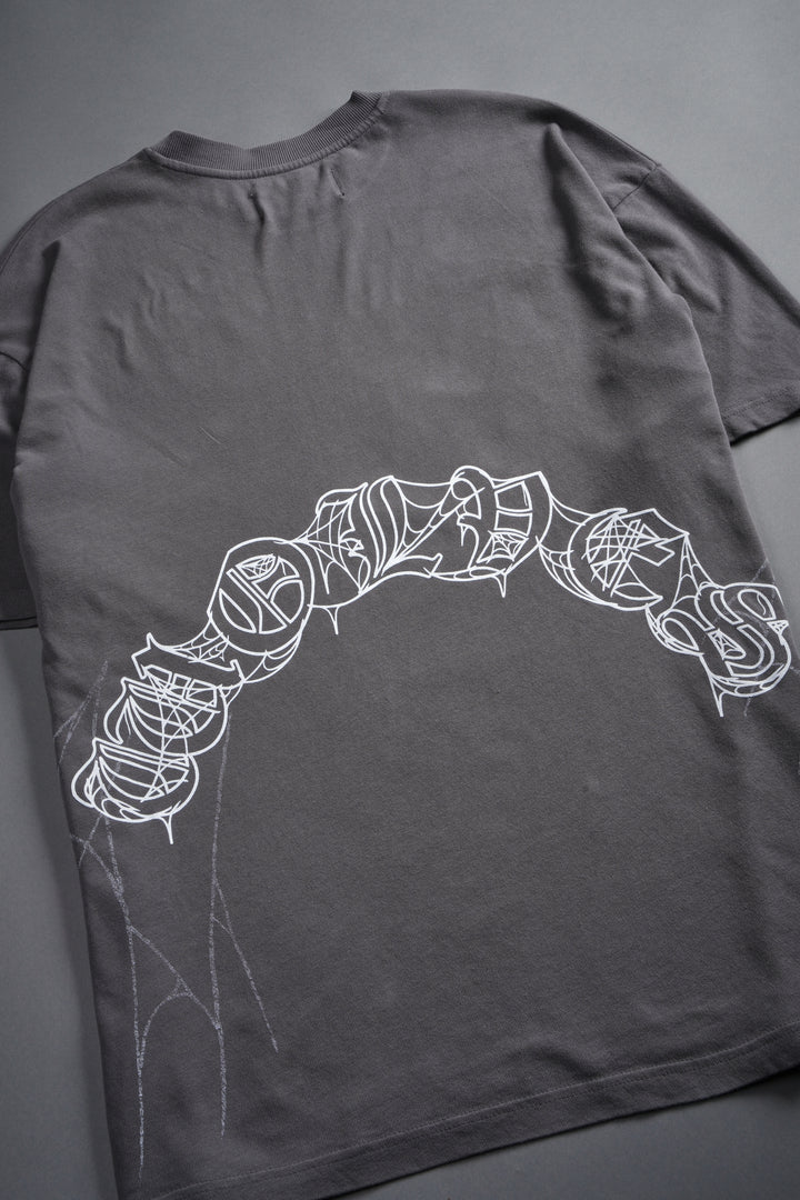 Web Of Darkness Premium Oversized Tee in Slate Gray