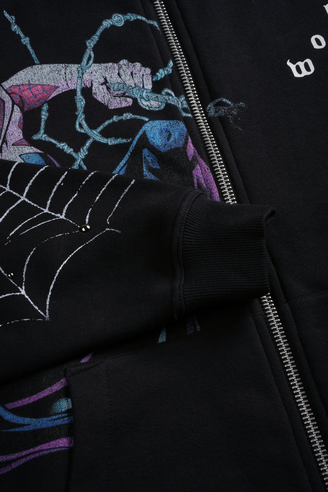 Ghost Spider Anya Double Zip Hoodie in Black