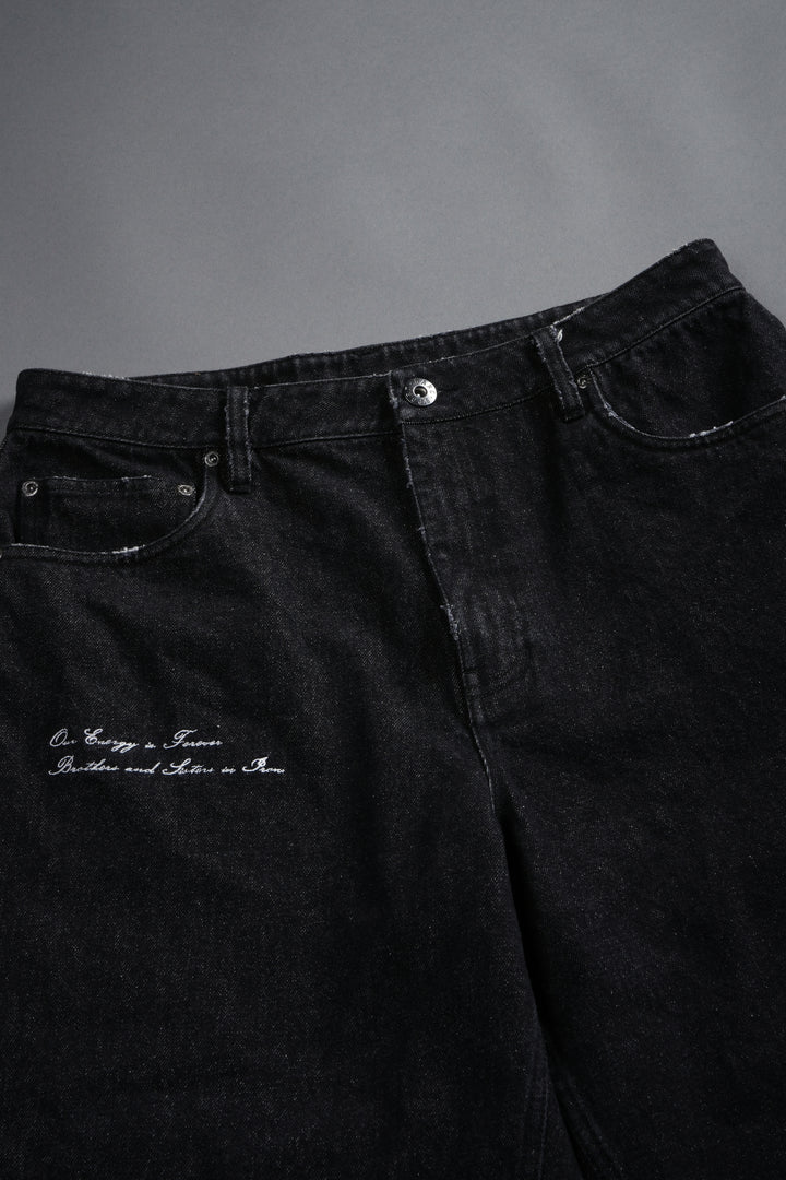 Sashiko Webs Ash Denim Jean Short in Black