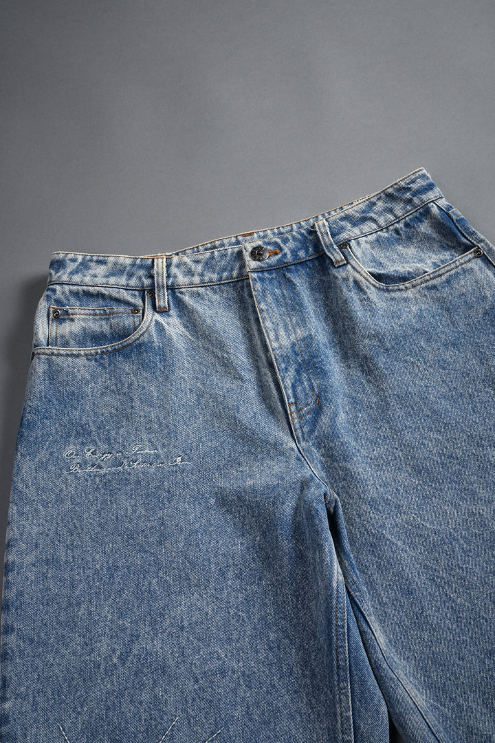 Sashiko Webs Ash Denim Jean Short in Light Wash