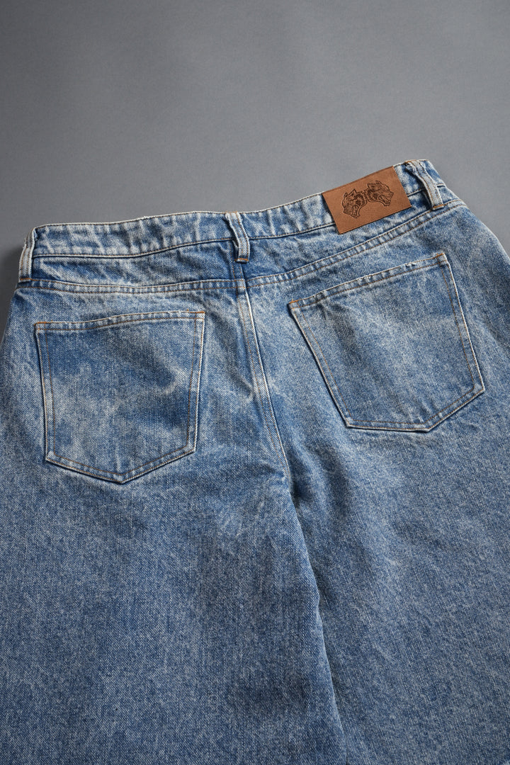 Sashiko Webs Ash Denim Jean Short in Light Wash