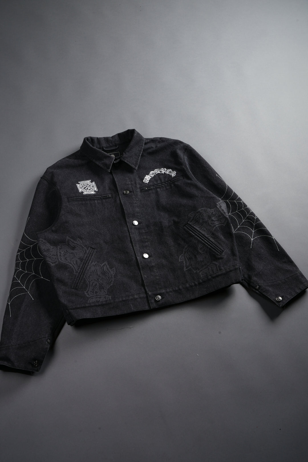 Sashiko Wolves Lunnis Jacket in Black