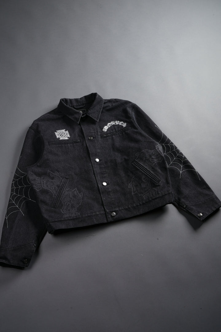 Sashiko Wolves Lunnis Jacket in Black