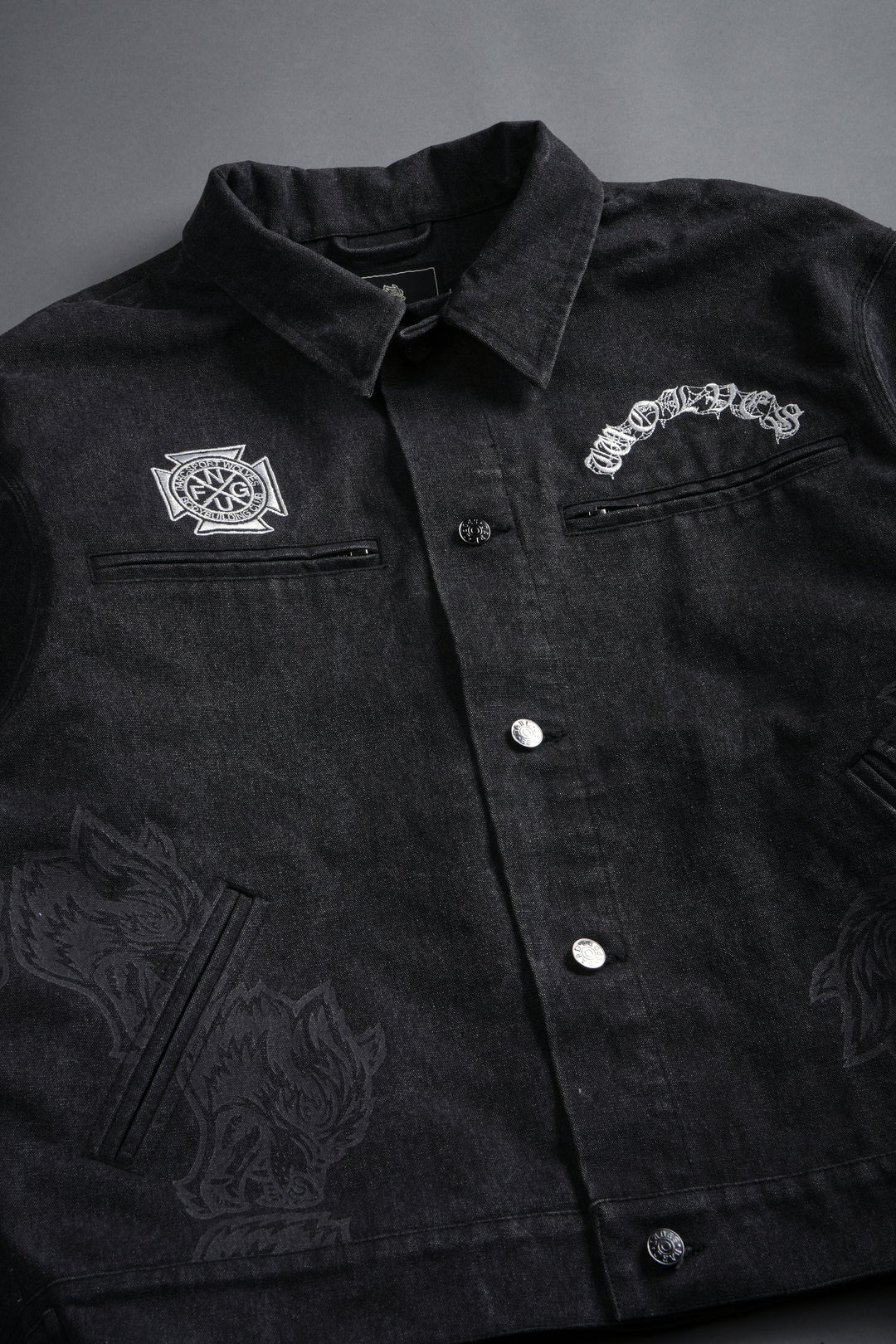 Sashiko Wolves Lunnis Jacket in Black