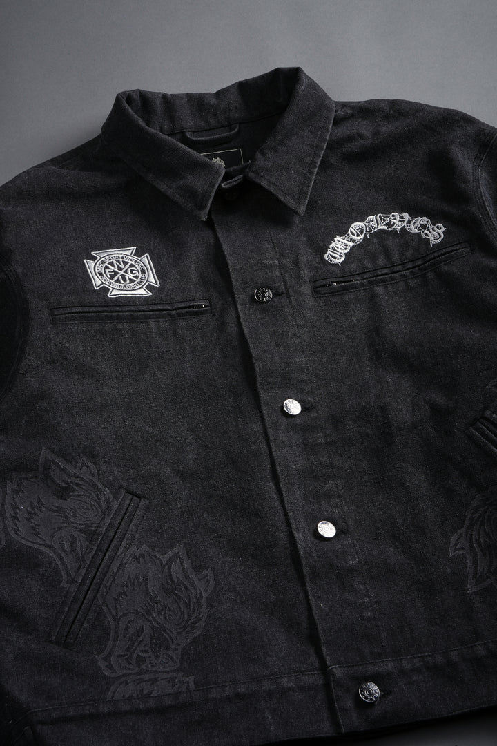 Sashiko Wolves Lunnis Jacket in Black