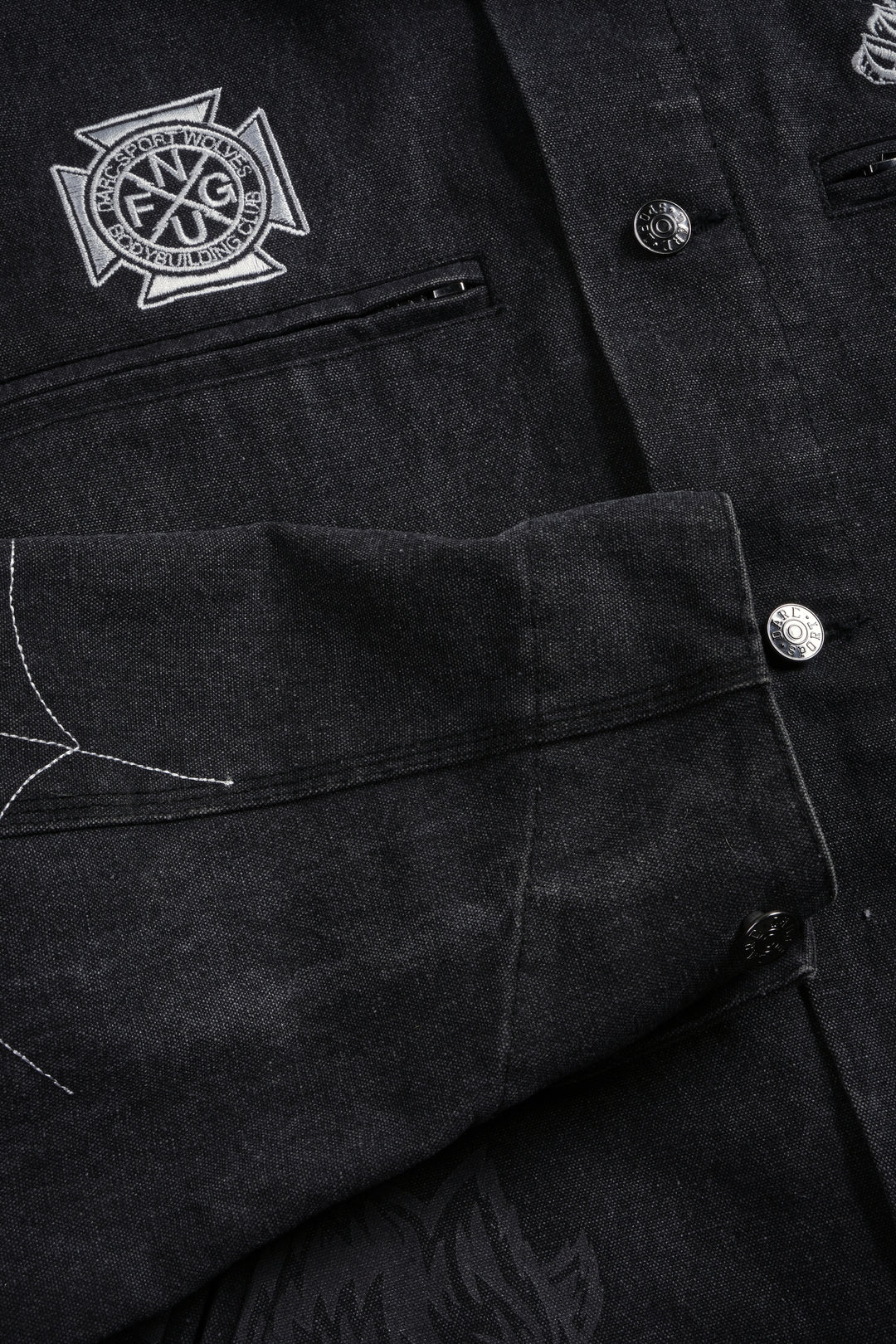 Sashiko Wolves Lunnis Jacket in Black