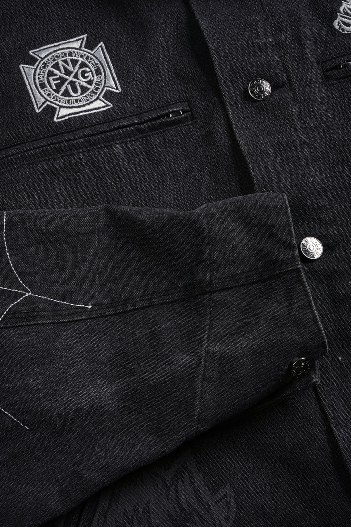 Sashiko Wolves Lunnis Jacket in Black