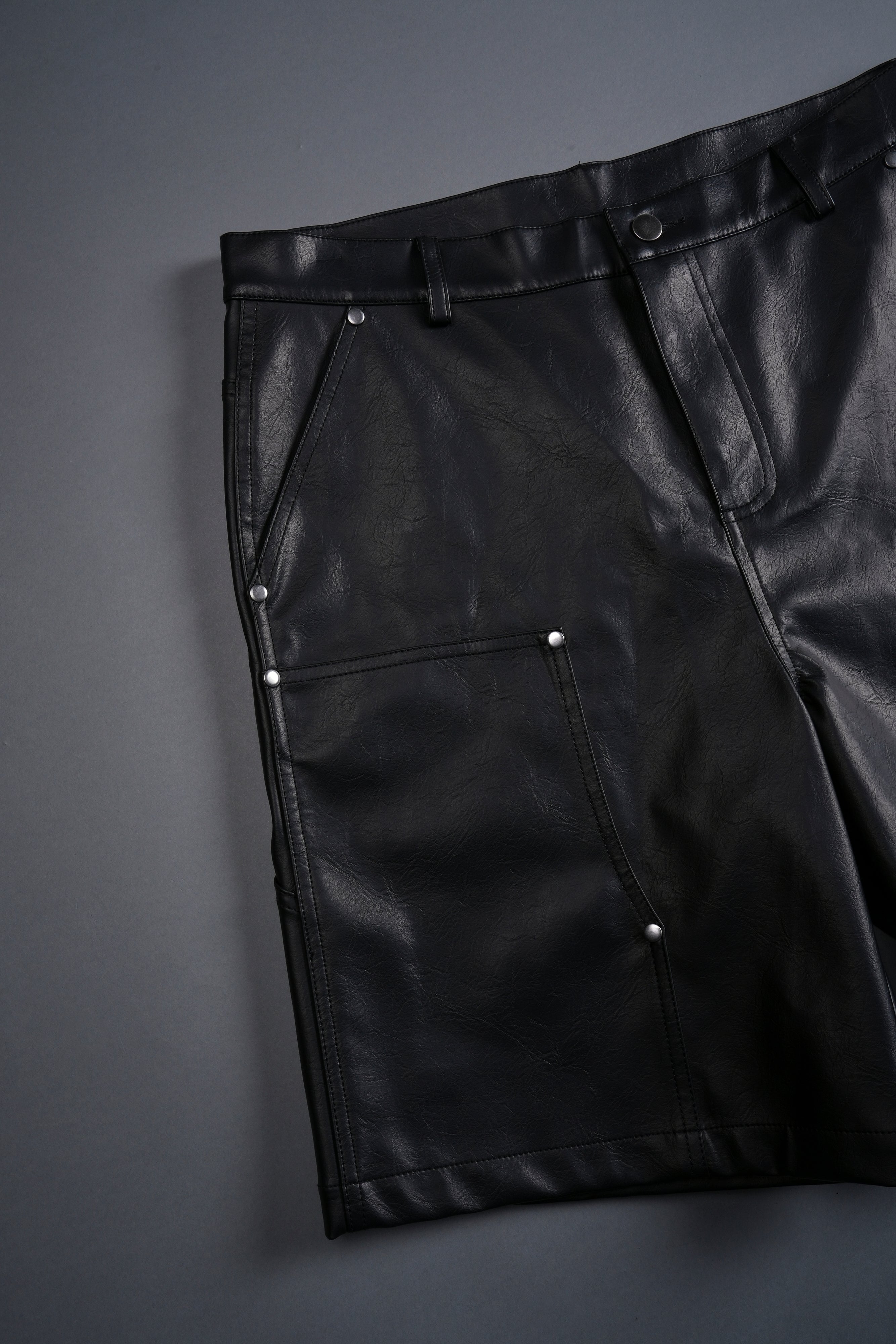 Wolf Chopper Leather Clark Utility Shorts in Black