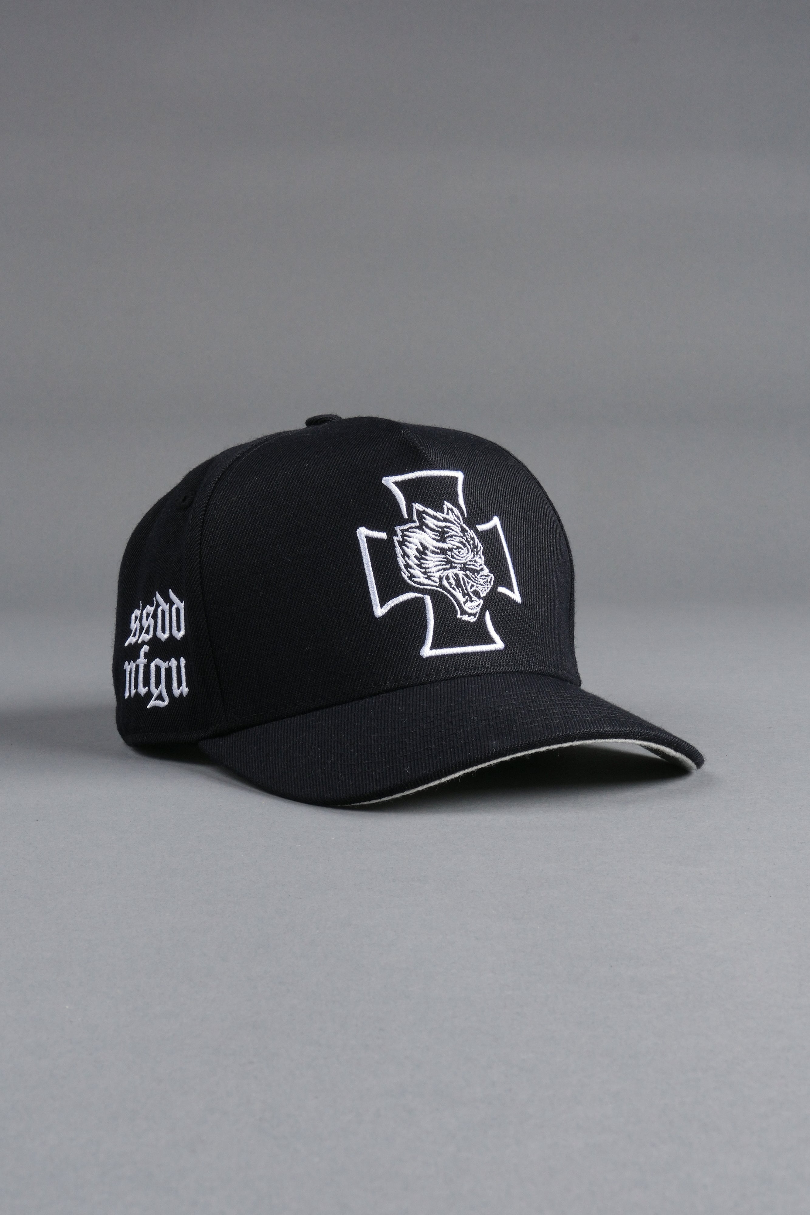 Wolf Iron Cross A Frame Snapback in Black