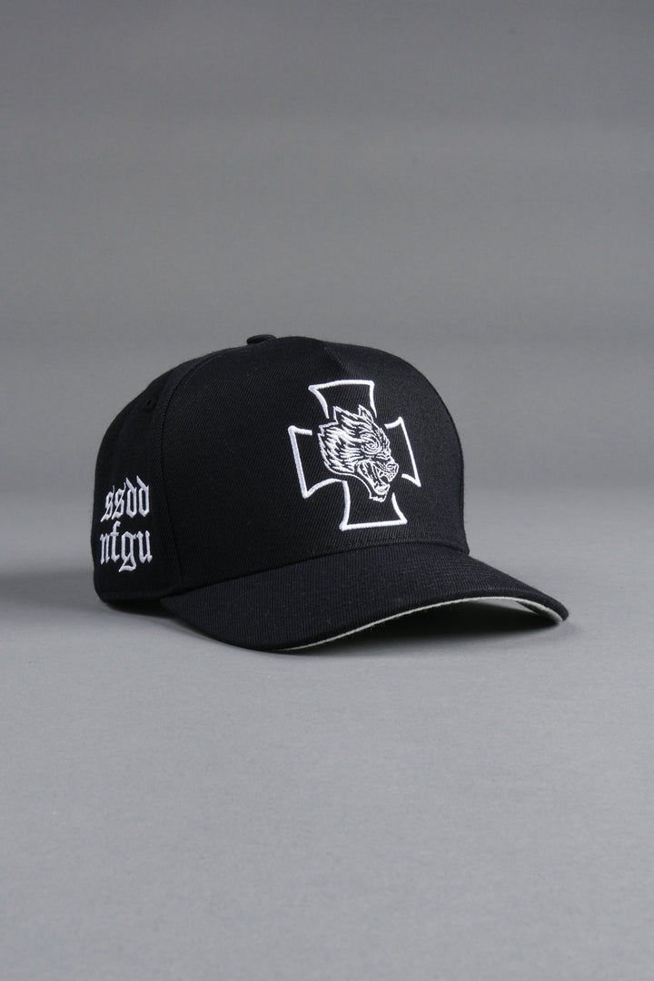 Wolf Iron Cross A Frame Snapback in Black