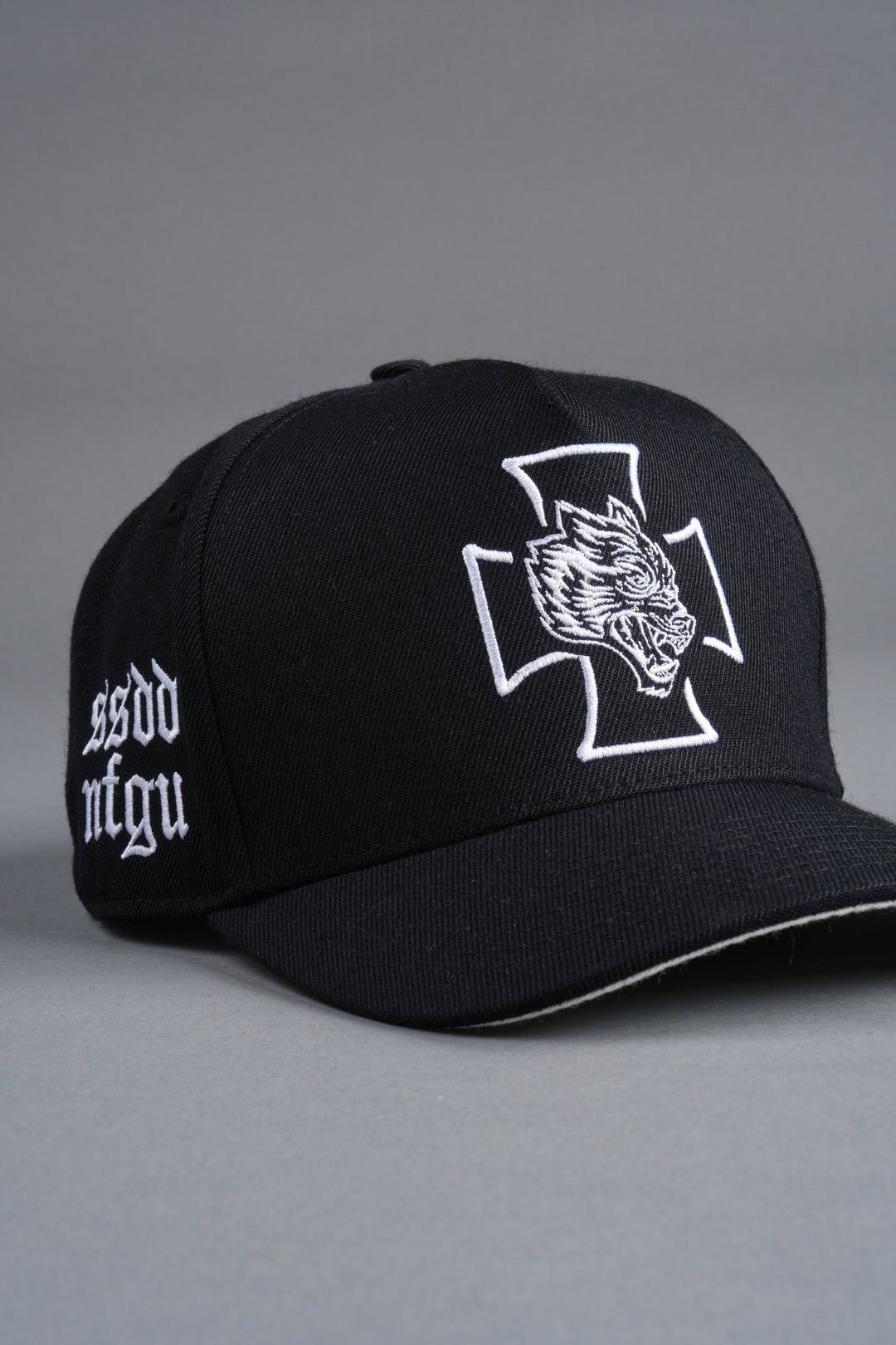 Wolf Iron Cross A Frame Snapback in Black