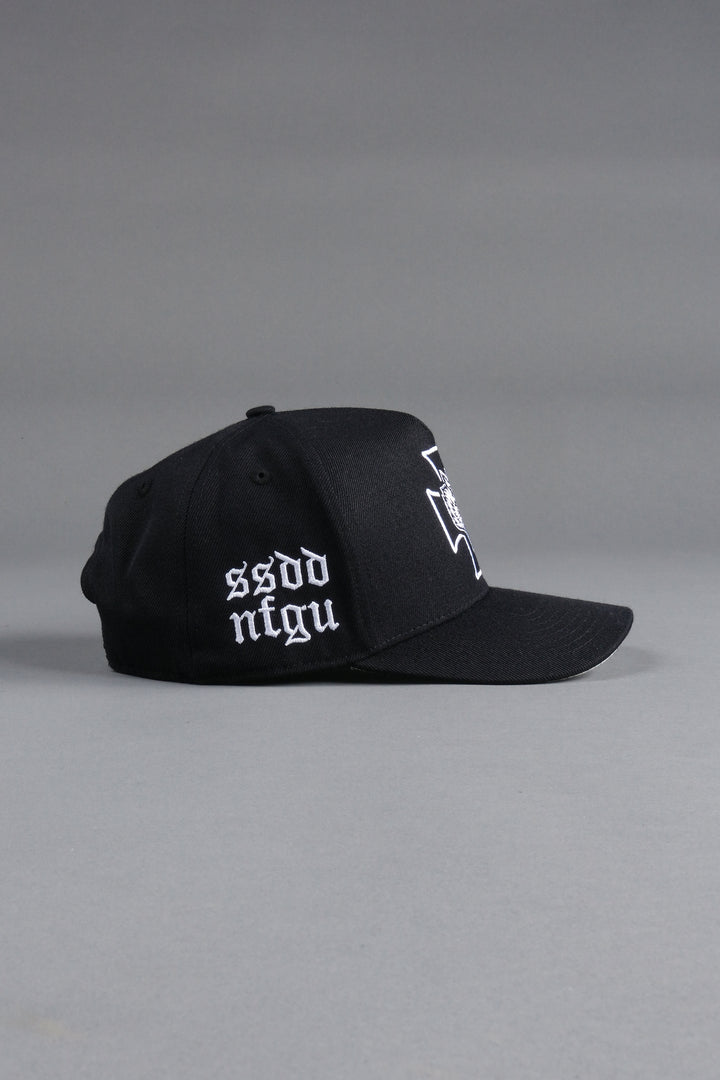 Wolf Iron Cross A Frame Snapback in Black