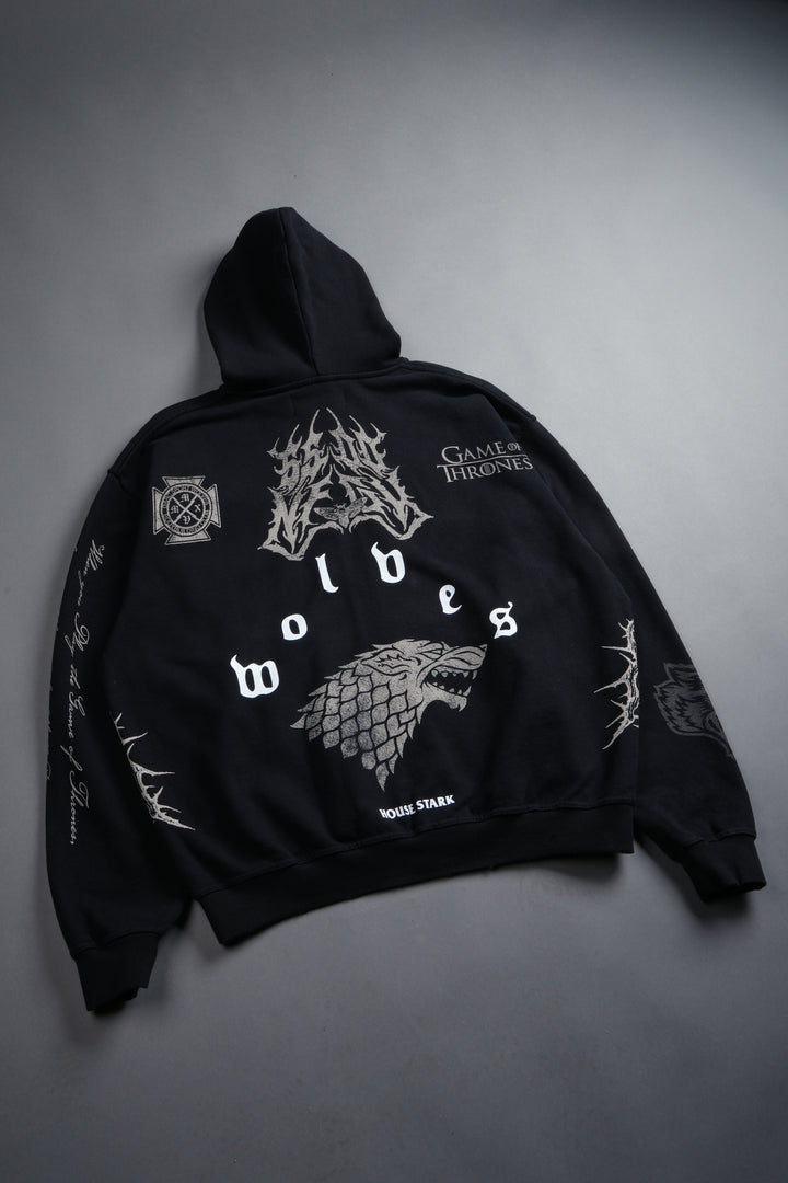 King Of The North Grunge Moatis Zip Hoodie in Black