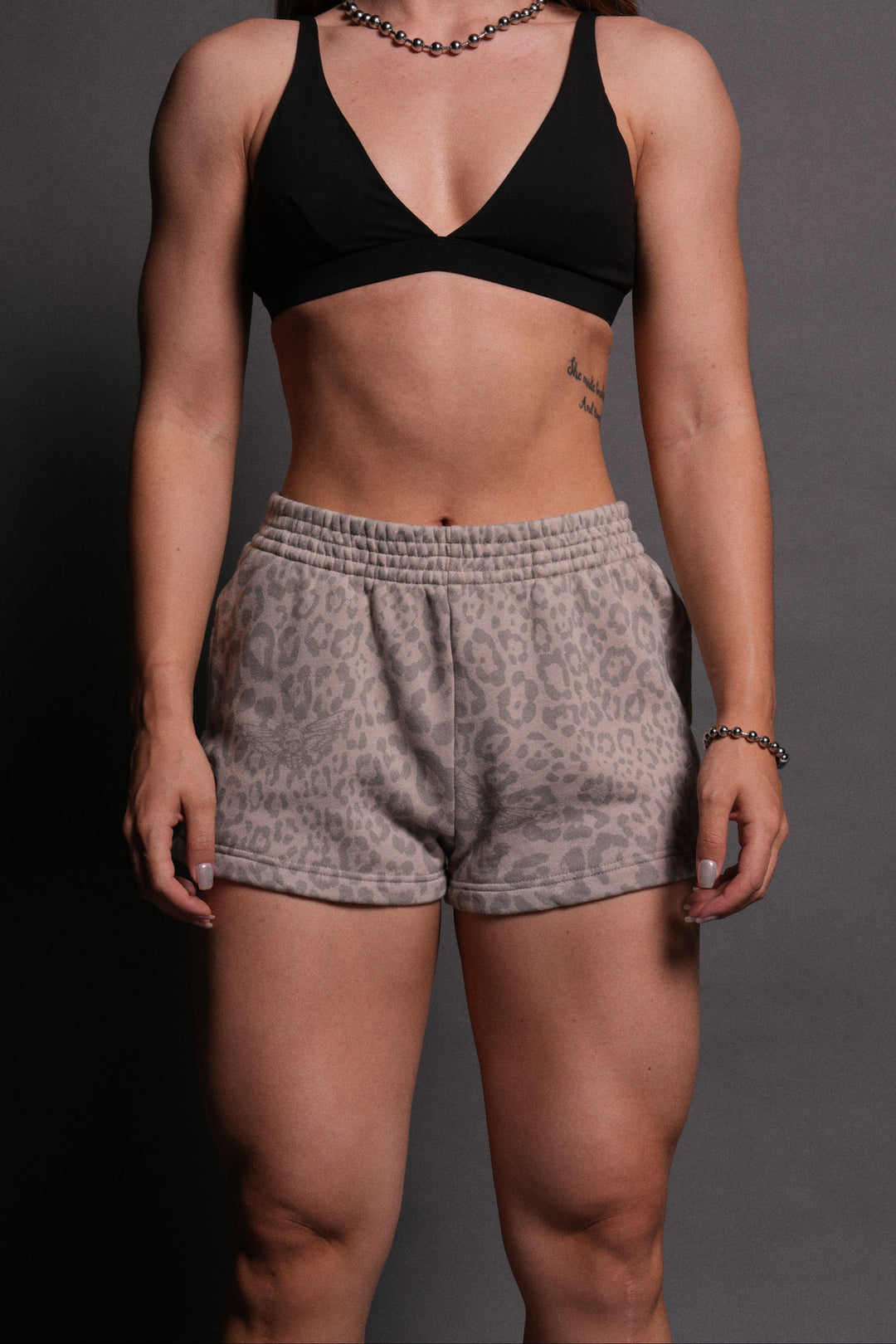 Dual Ellie Sweat Shorts in Clay Leopard