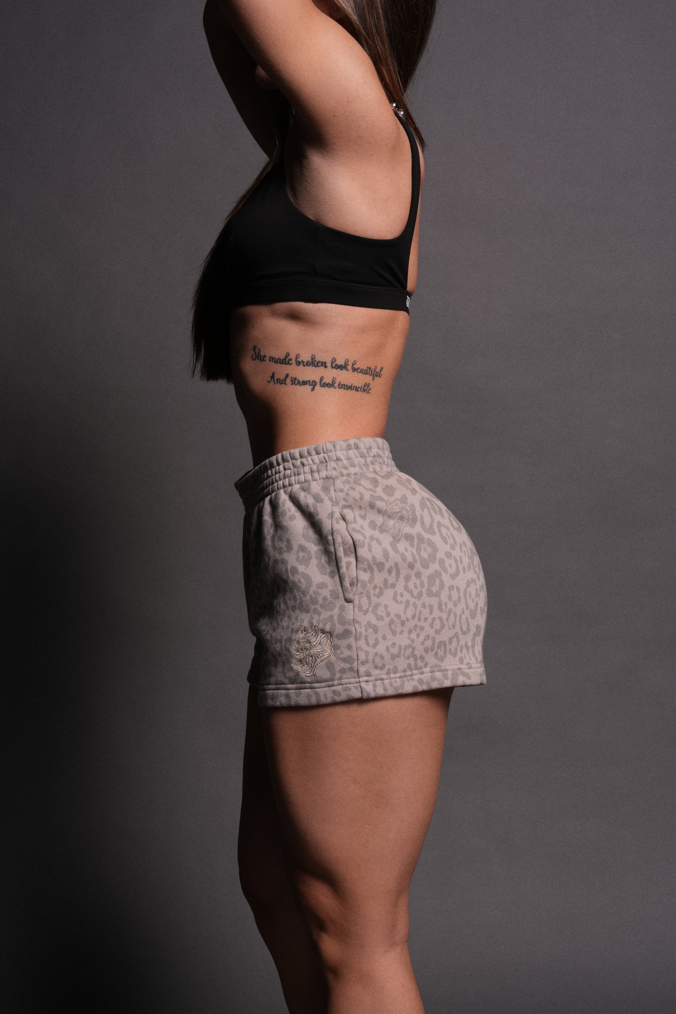 Dual Ellie Sweat Shorts in Clay Leopard
