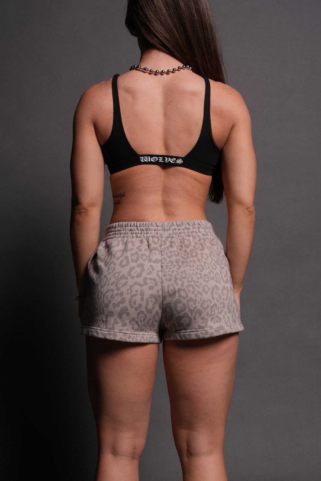 Dual Ellie Sweat Shorts in Clay Leopard