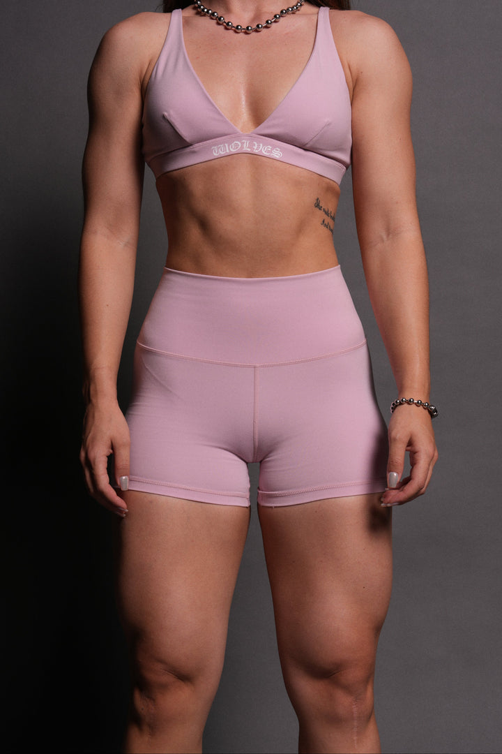 Dual Wolf Pump Energy Shorts in Pink Dust