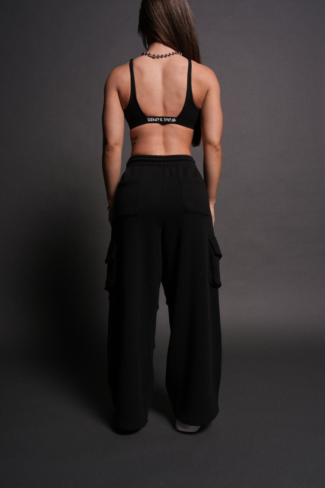Dual Mia Cargo Sweat Pants in Black