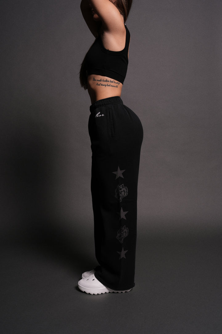 Wolf Star Couture Sweats in Black Drift Wash