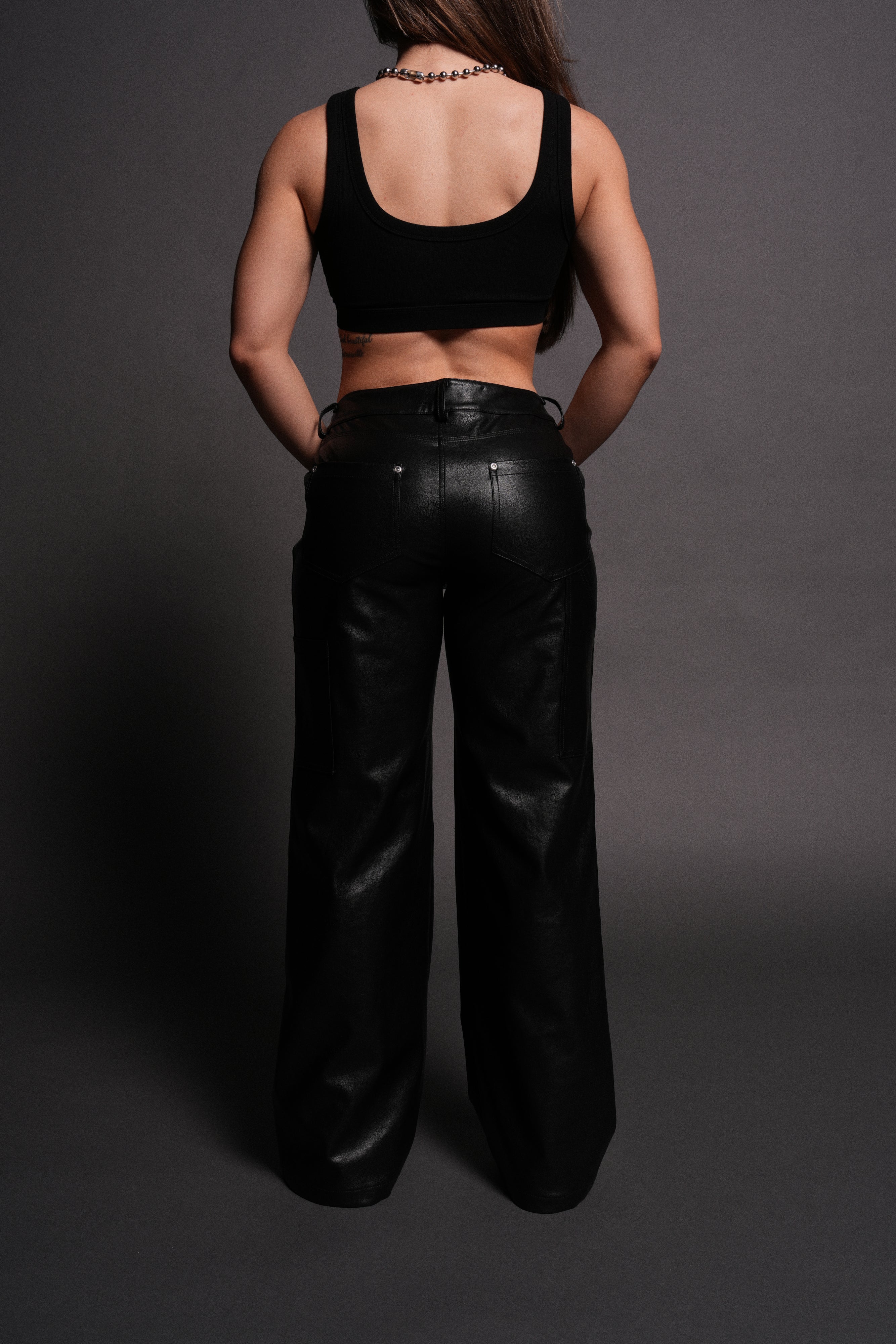 Wolf Chopper Ryder Faux Leather Pants in Black