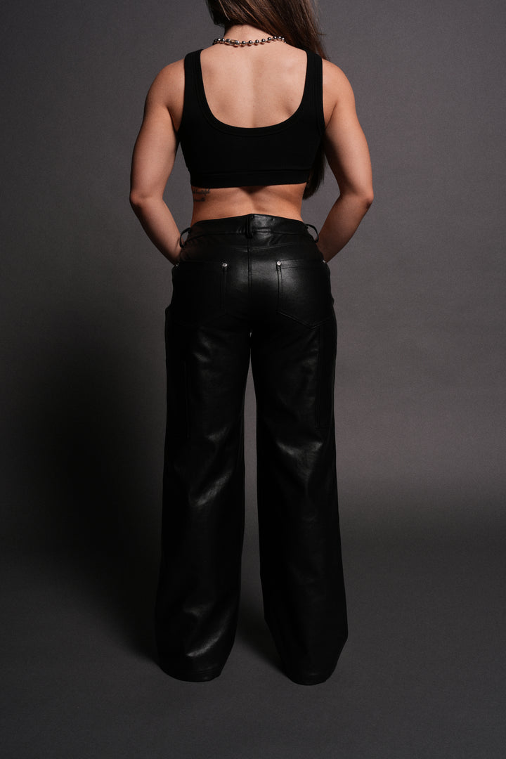 Wolf Chopper Ryder Faux Leather Pants in Black