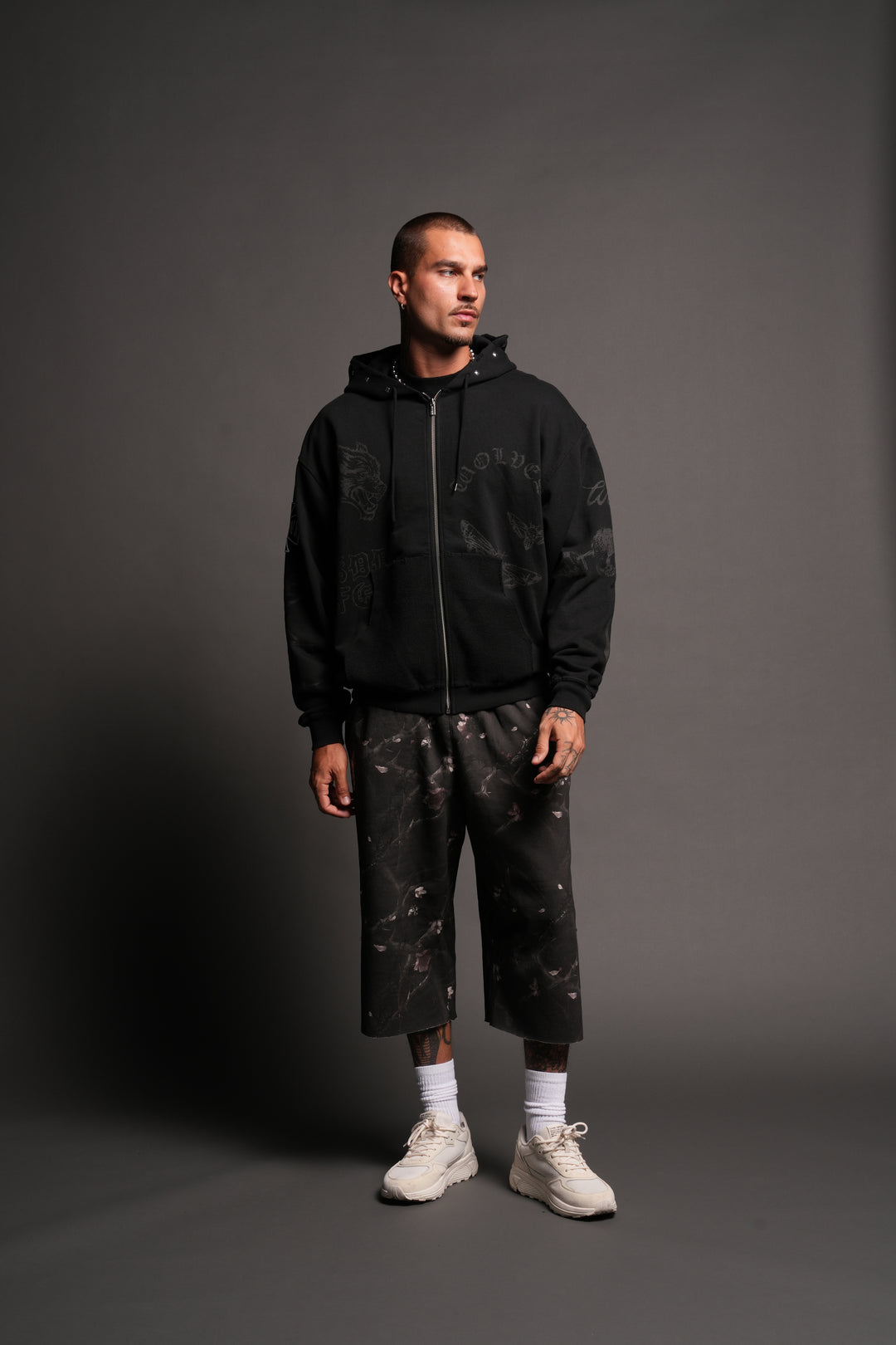 Flash Core Grunge Moatis Zip Hoodie In Black