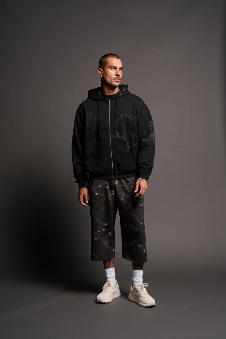 Flash Core Grunge Moatis Zip Hoodie In Black