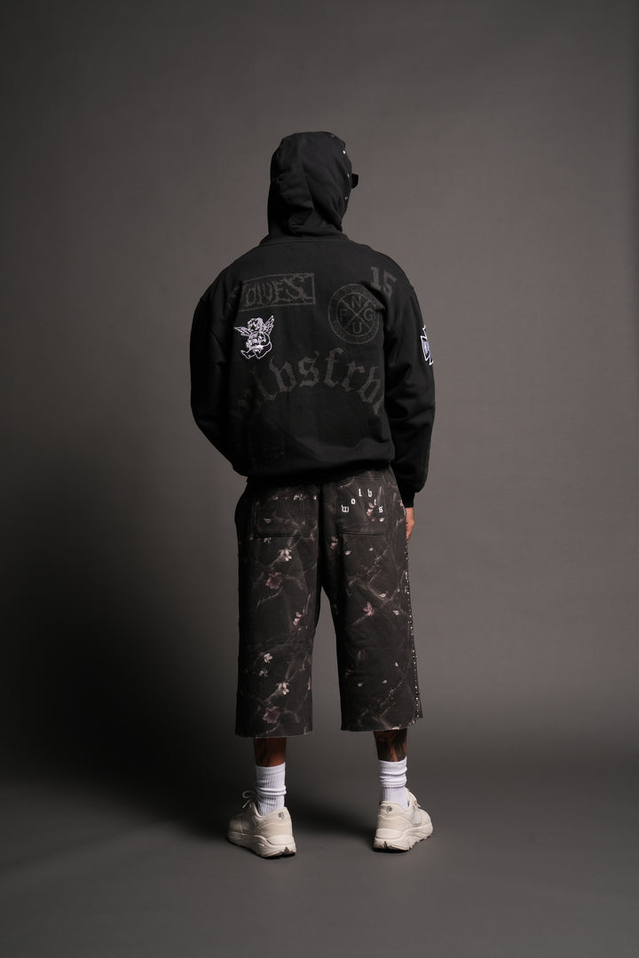 Flash Core Grunge Moatis Zip Hoodie In Black