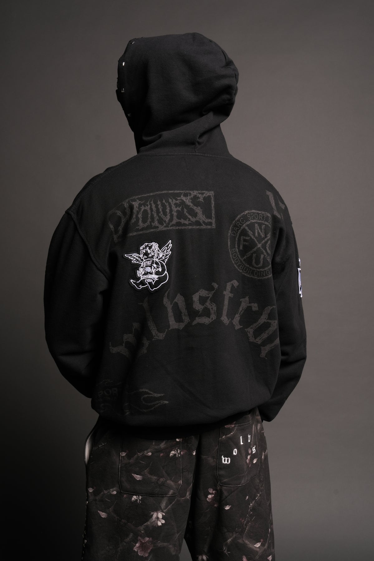 Flash Core Grunge Moatis Zip Hoodie In Black