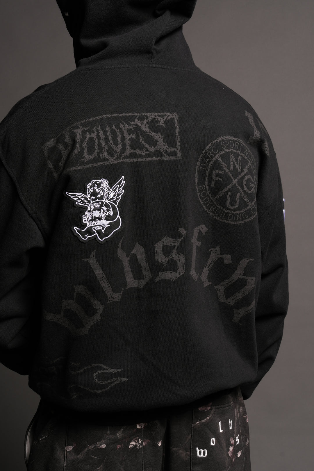Flash Core Grunge Moatis Zip Hoodie In Black