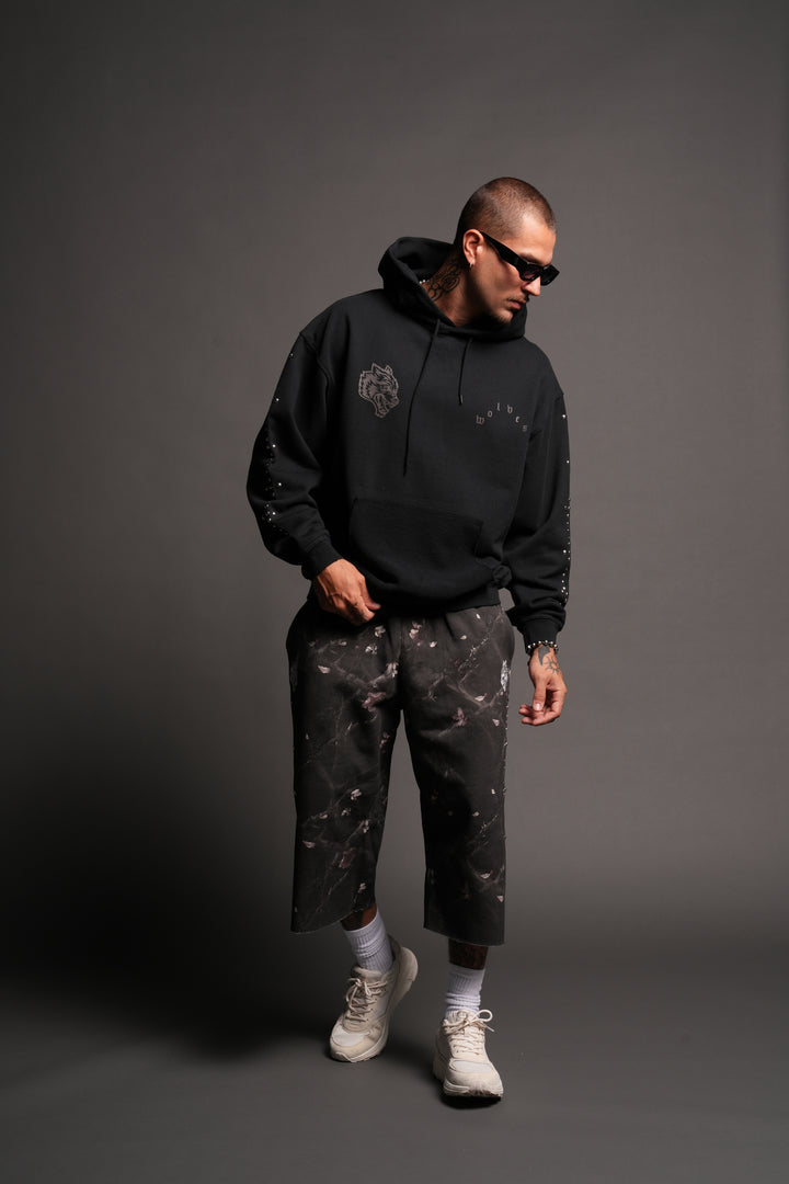 Wolves Heritage Grunge Moatis Hoodie In Black