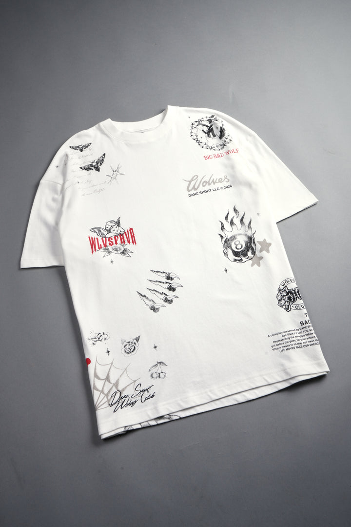 Big Bad Wolves Premium Oversized Tee in Cream