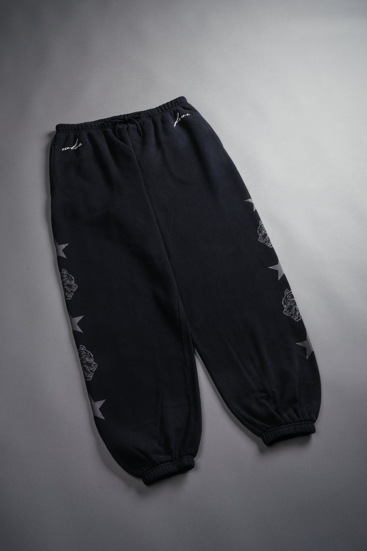Wolf Star Lightweight Lounger Sweat Pants in Black Drift Wash