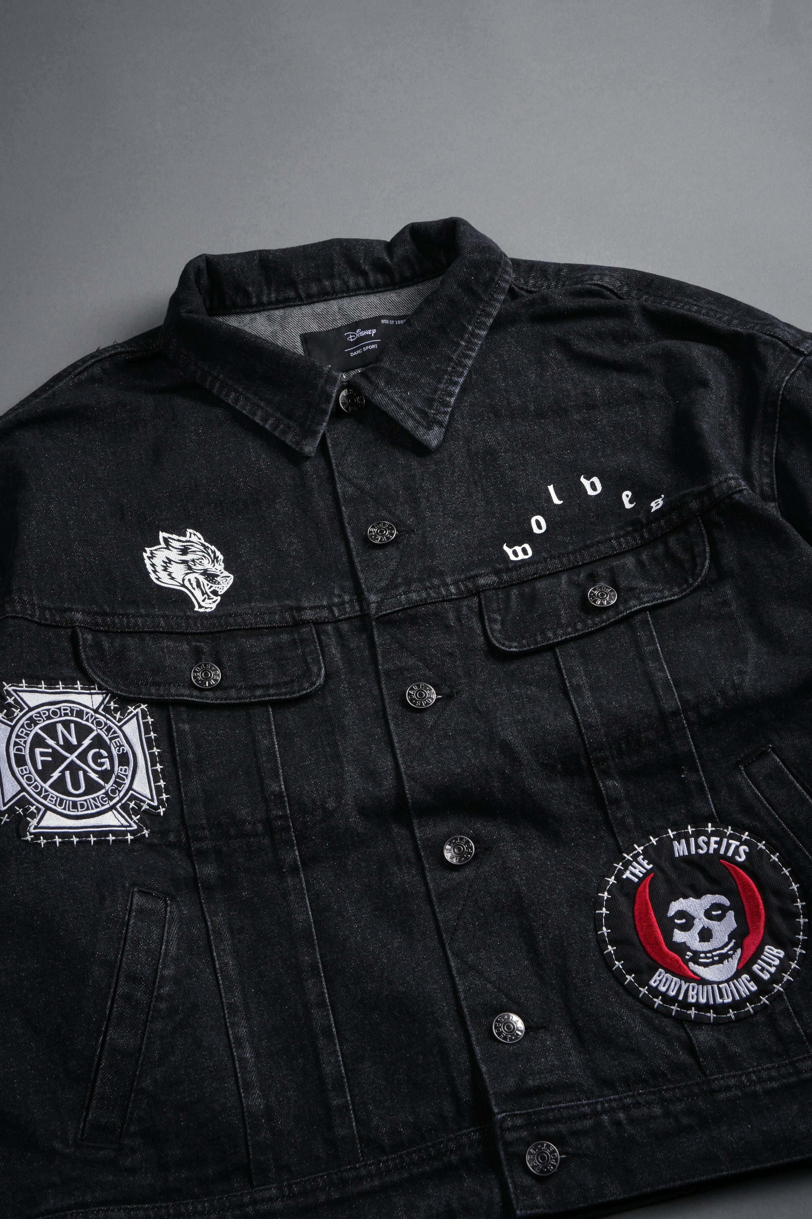 Wolves Blood Cropped American Denim Jacket in Black