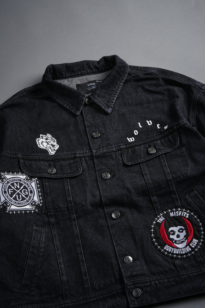 Wolves Blood Cropped American Denim Jacket in Black