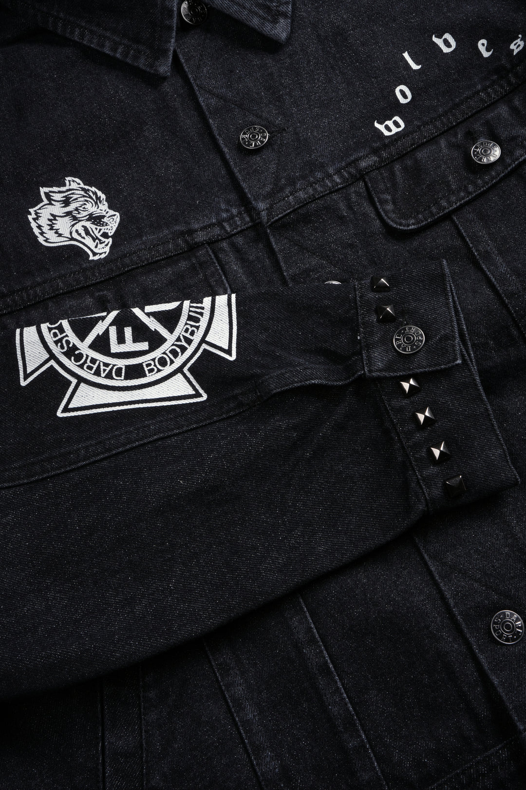 Wolves Blood Cropped American Denim Jacket in Black