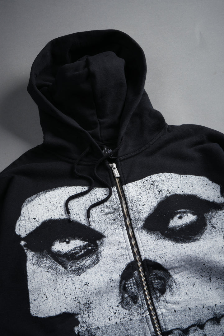 Fiend Skull Grunge Moatis Zip Hoodie in Black