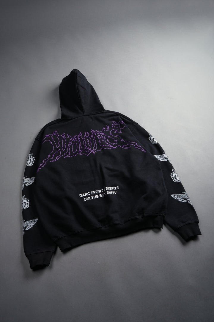 Fiend Skull Grunge Moatis Zip Hoodie in Black