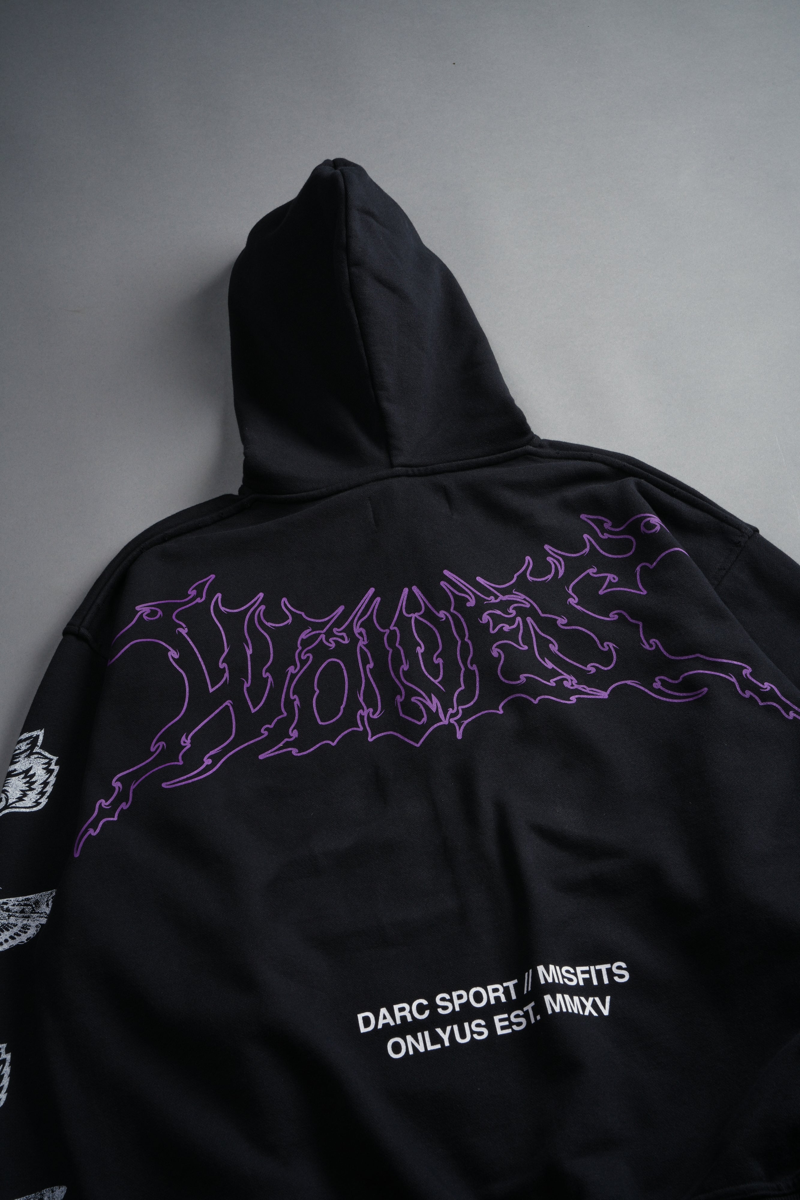 Fiend Skull Grunge Moatis Zip Hoodie in Black