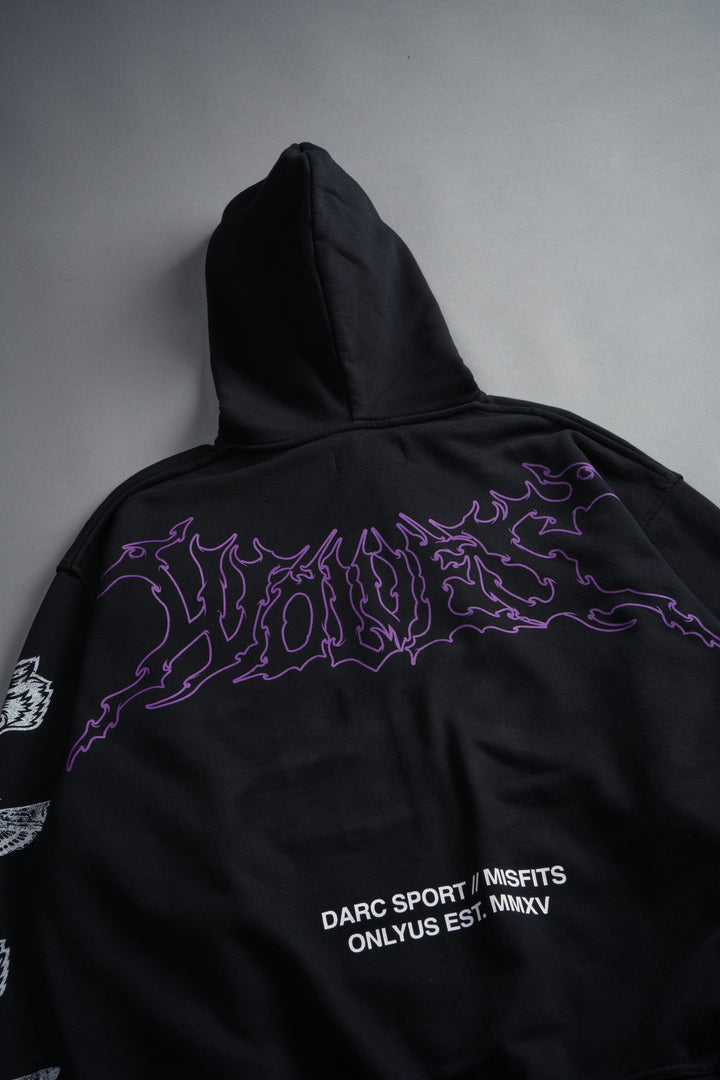 Fiend Skull Grunge Moatis Zip Hoodie in Black