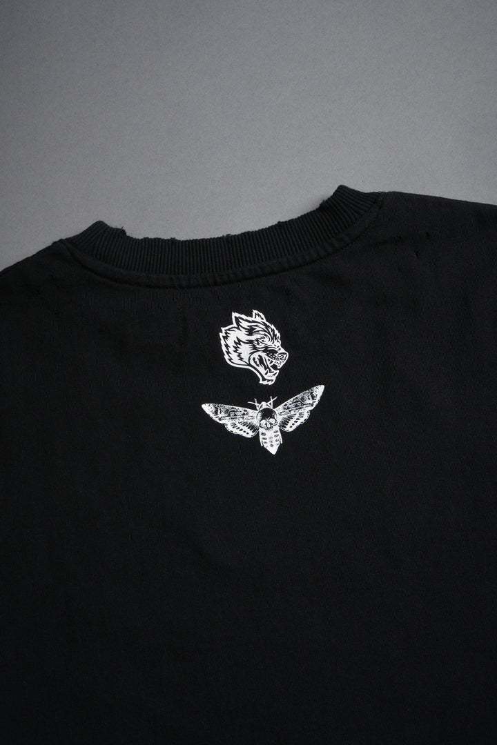 Fiend Skull Distressed Grunge Box Cut Tee V2 in Black