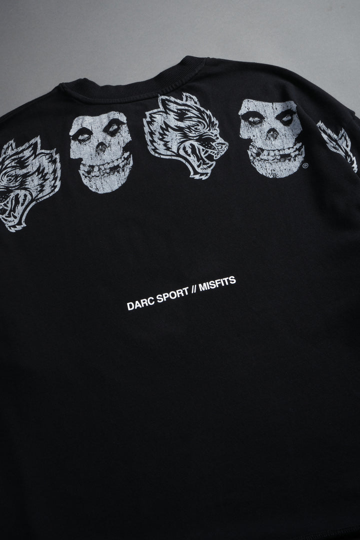 Misfits Premium Oversized Raw Hem Box Cut Tee in Black