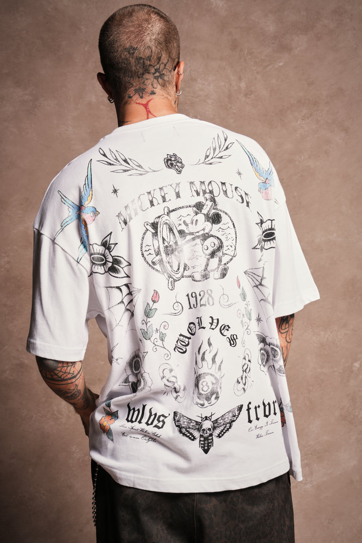Sailor Wolves Premium Oversized Tee in White