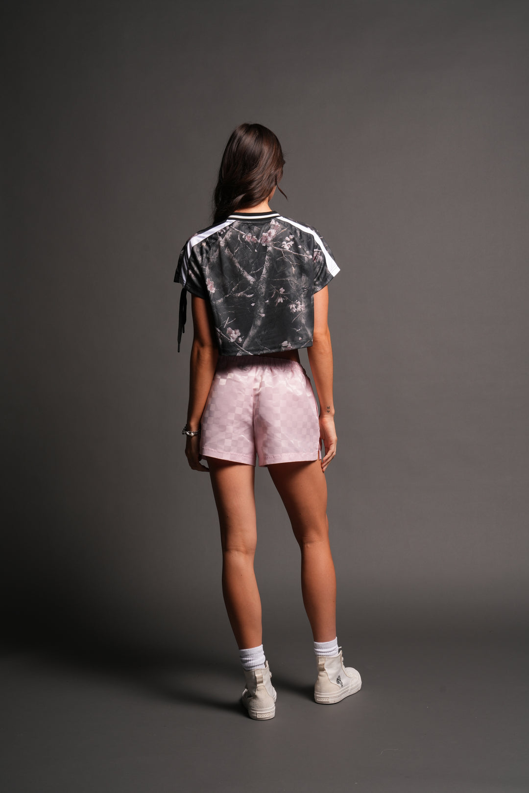 Wolf Pyramid She Laced Crop Jersey Top In All Of Us Camo