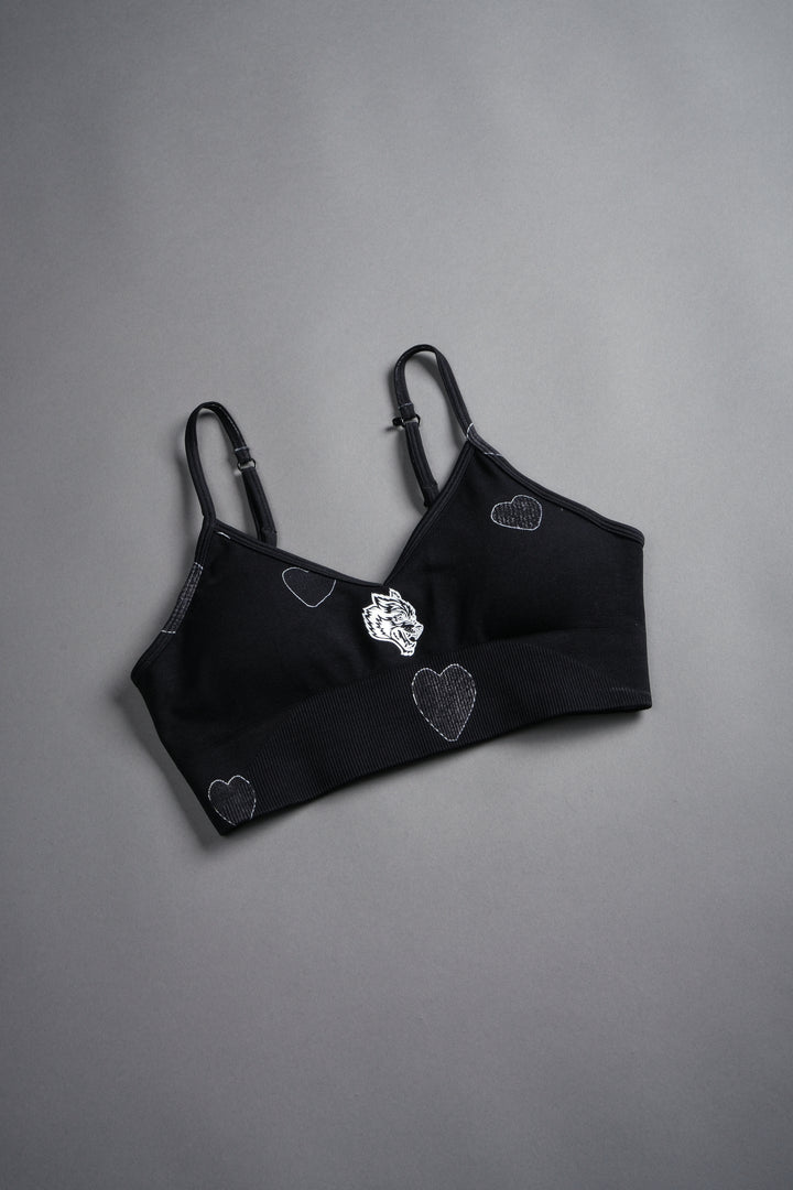 Her Energy "Everson" Seamless Sports Bra in Heart Candy Black