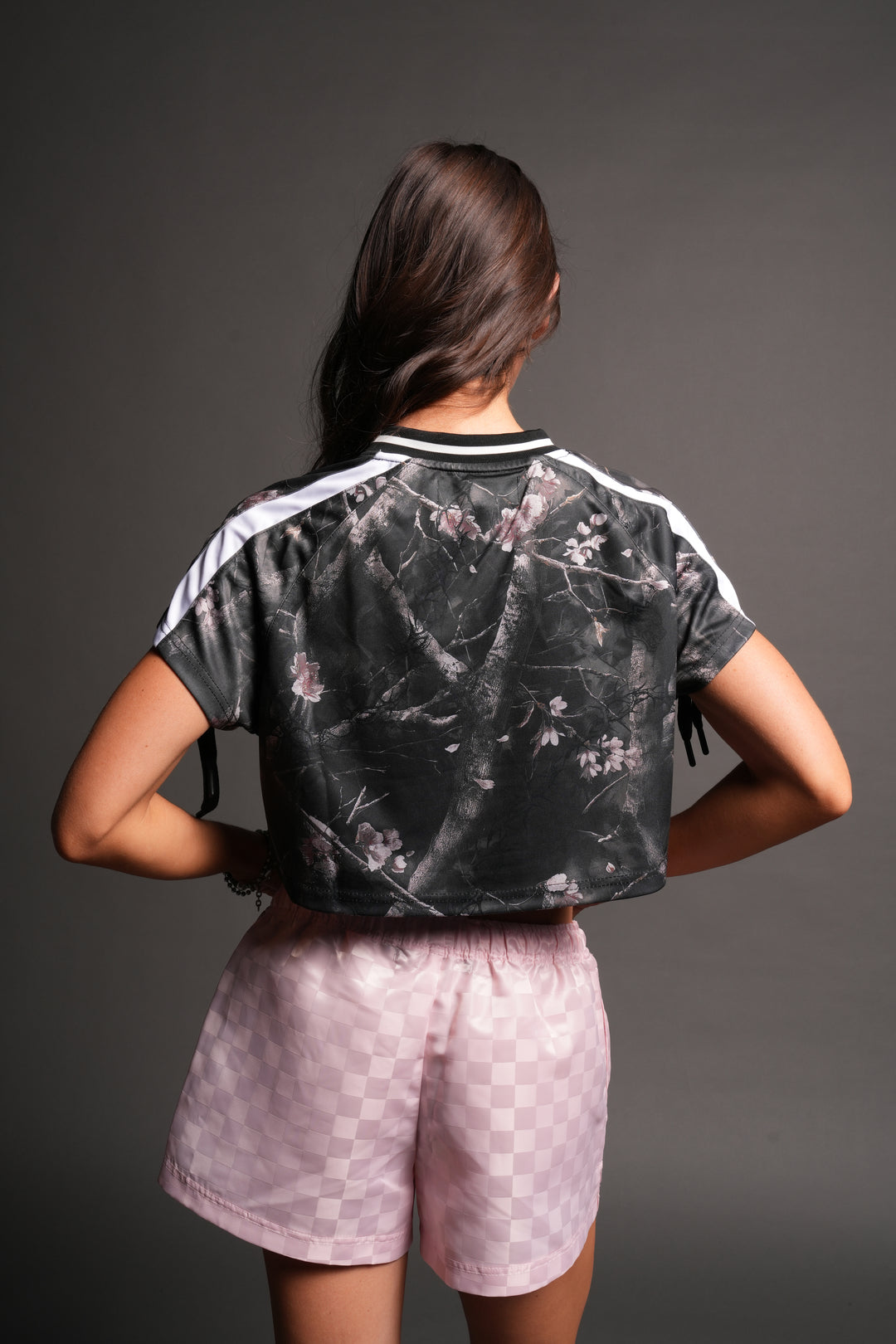Wolf Pyramid She Laced Crop Jersey Top In All Of Us Camo