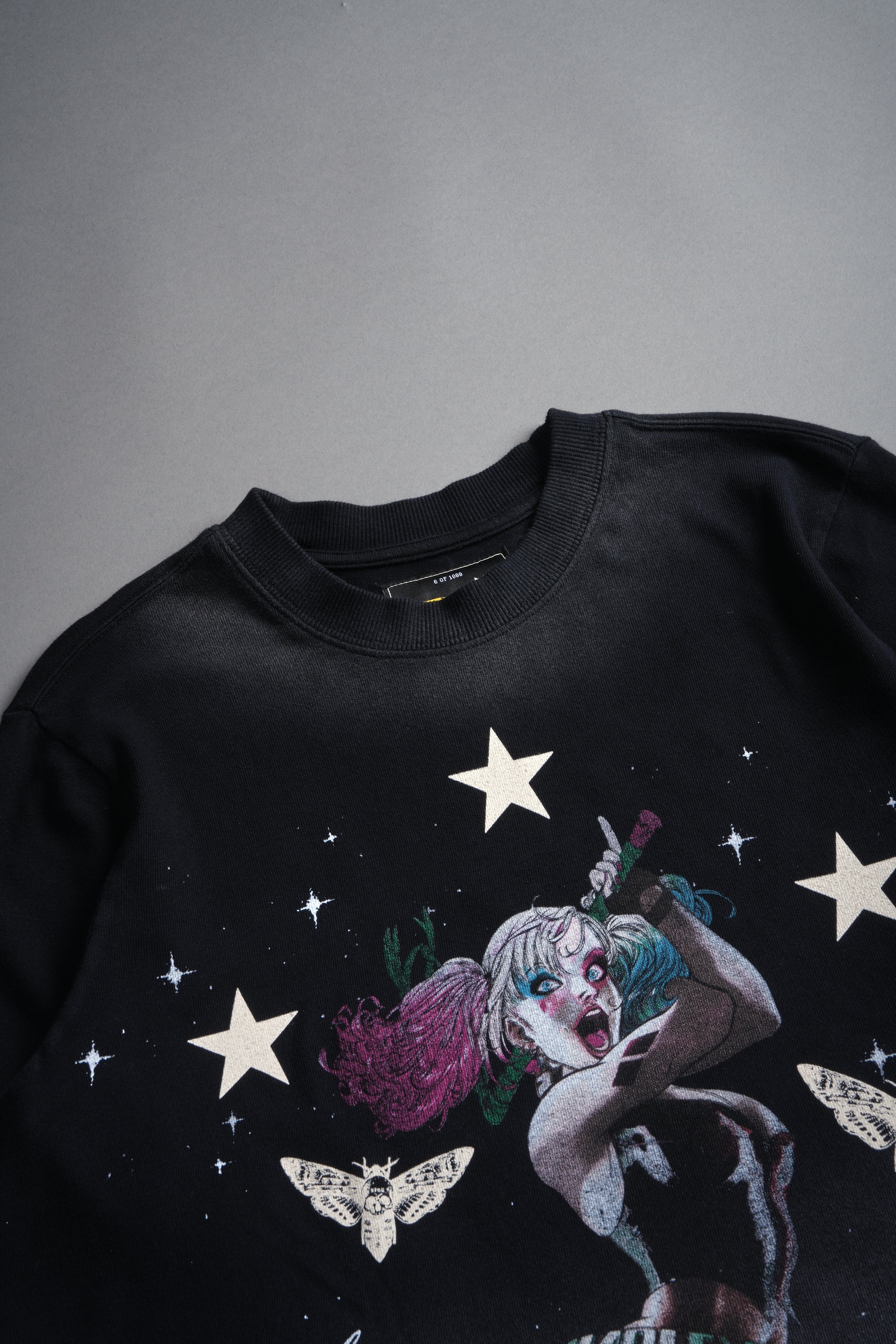 She's a Star "Premium" Oversized Cropped Tee in Black Drift Wash