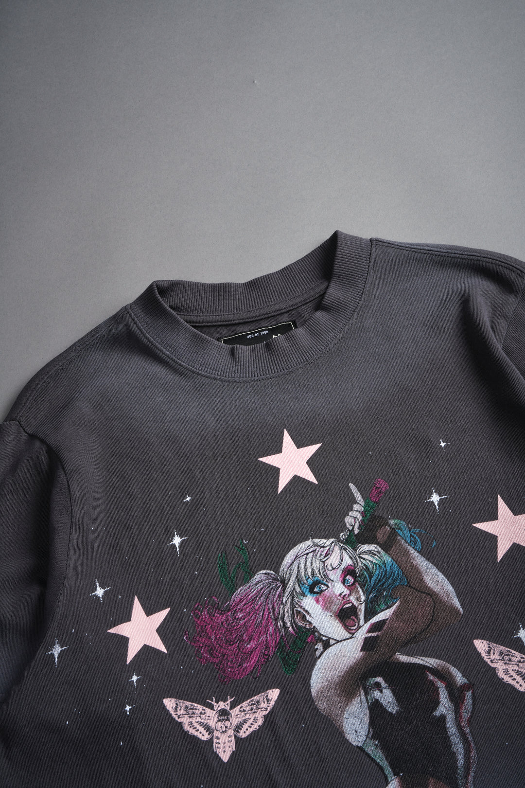 She's a Star "Premium" Oversized Cropped Tee in Wolf Gray Drift Wash
