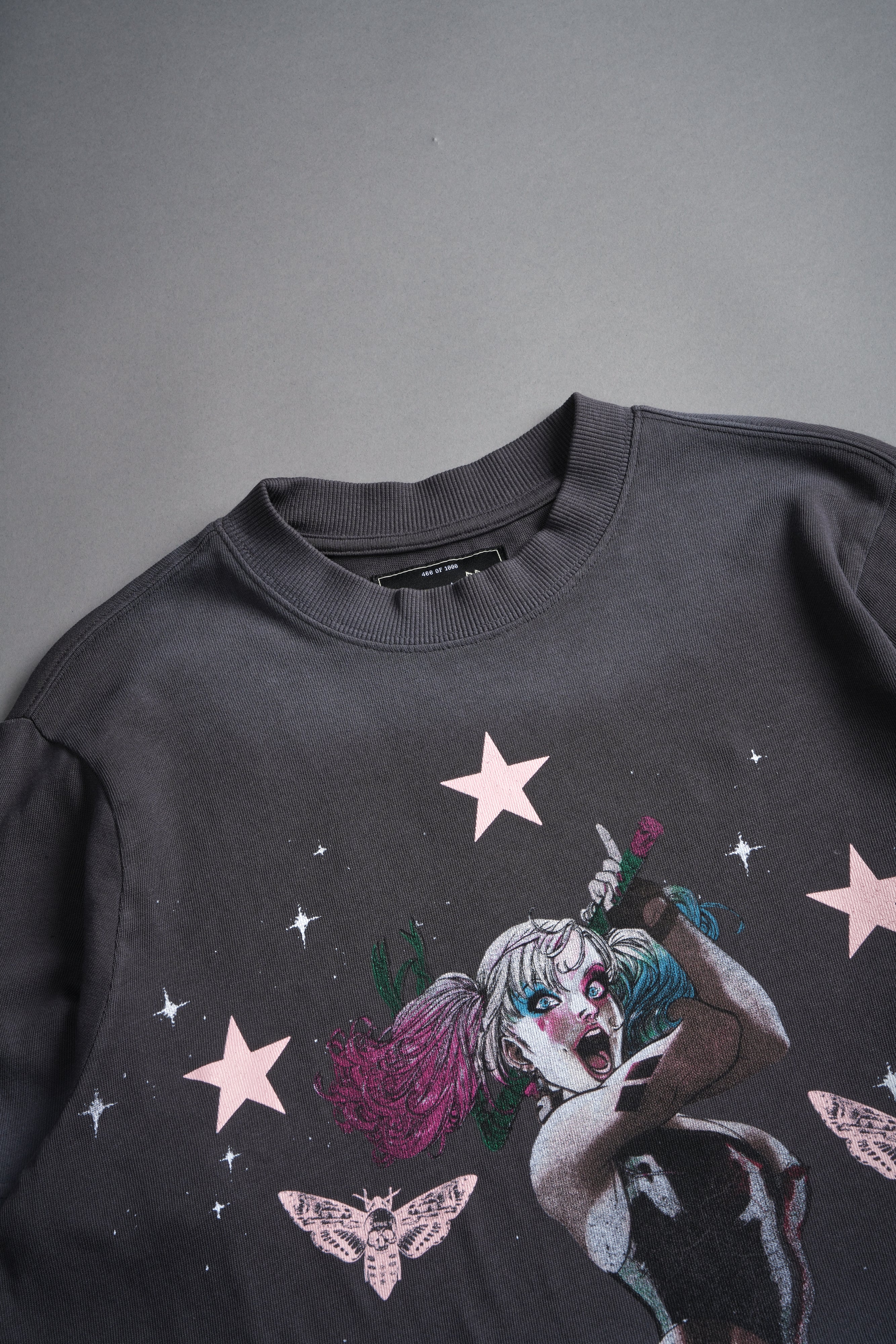 She's a Star "Premium" Oversized Cropped Tee in Wolf Gray Drift Wash