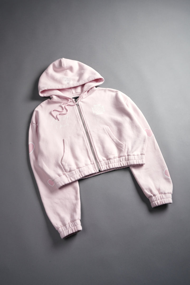 Her Energy "Chambers" (Cropped) Zip Hoodie in Blush Pink